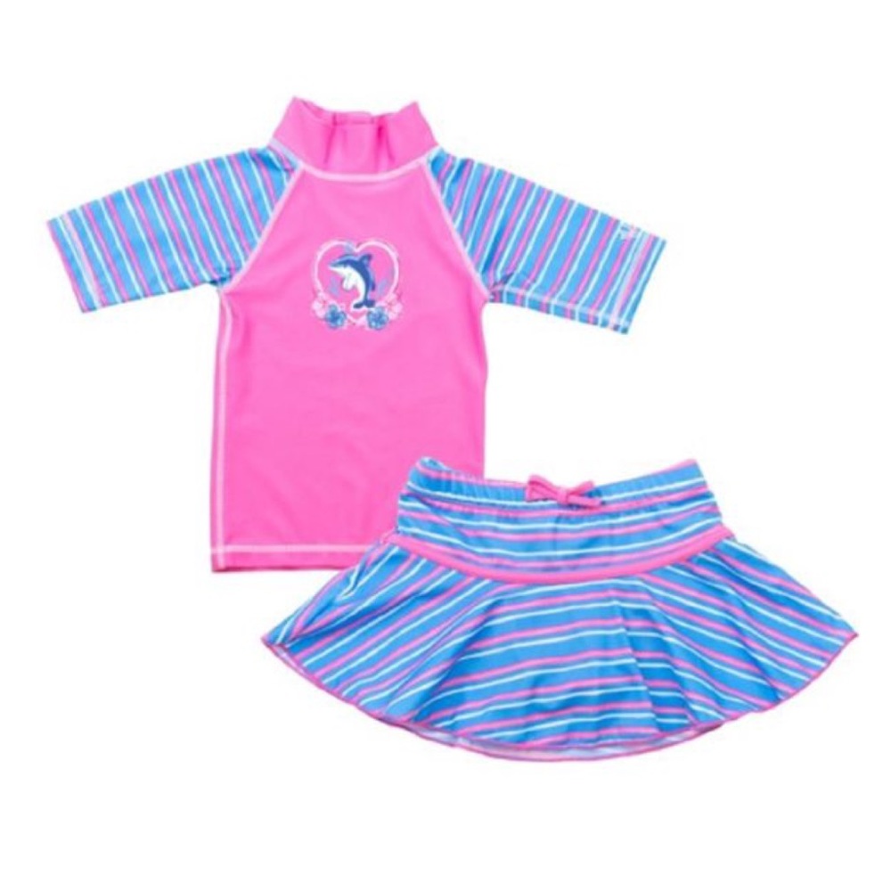 UV SKINZ Little Girls 2 Piece Rashguard Swimsuit